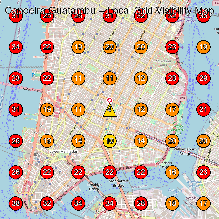Capoeira Guatambu GeoGrid visibility map for Martial Arts School in New York